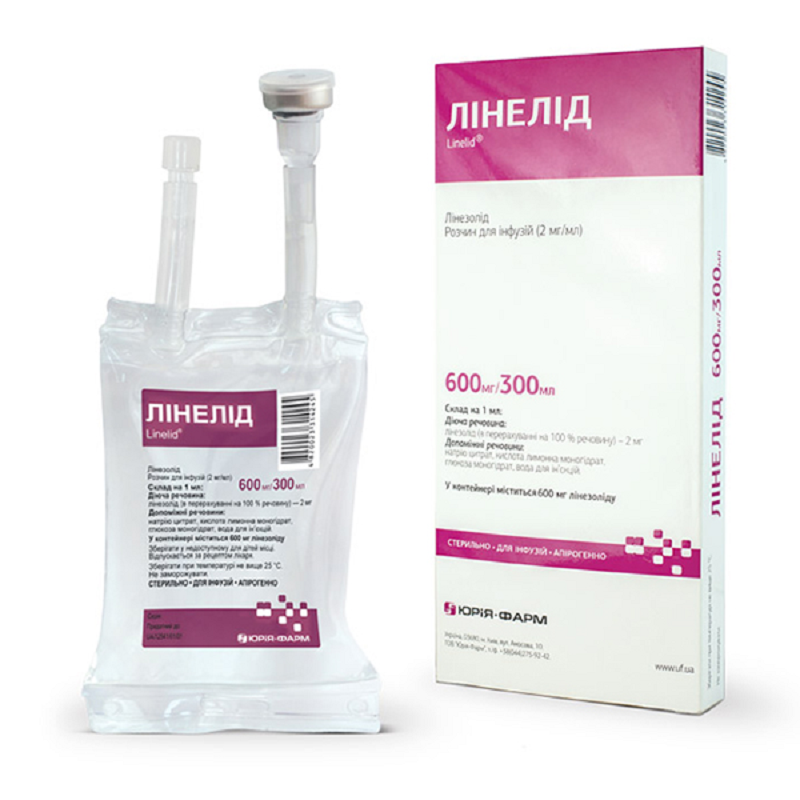 ЛІНЕЛІД розчин для інфузій 2 мг/мл по 300 мл у контейнері полімерному у вакуумній полімерній упаковці; по 1 полімерному контейнеру у пачці з картону